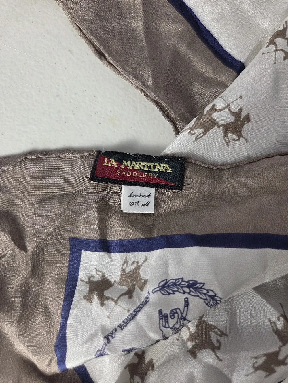 La Martina Saddlery Authentic luxury silk scarf equestrian Beige